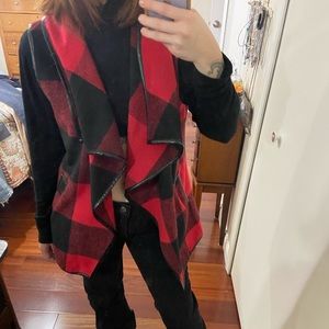 Red and black plaid vest